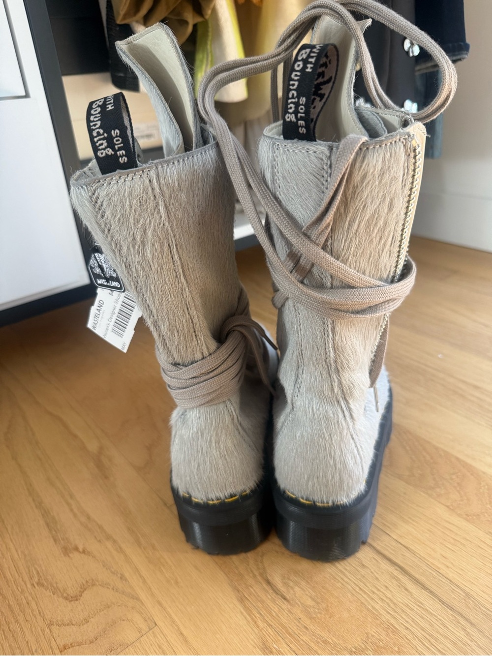 1918 Rick Owens Hair On Lace Up Platform Boots - Picture 3 of 8